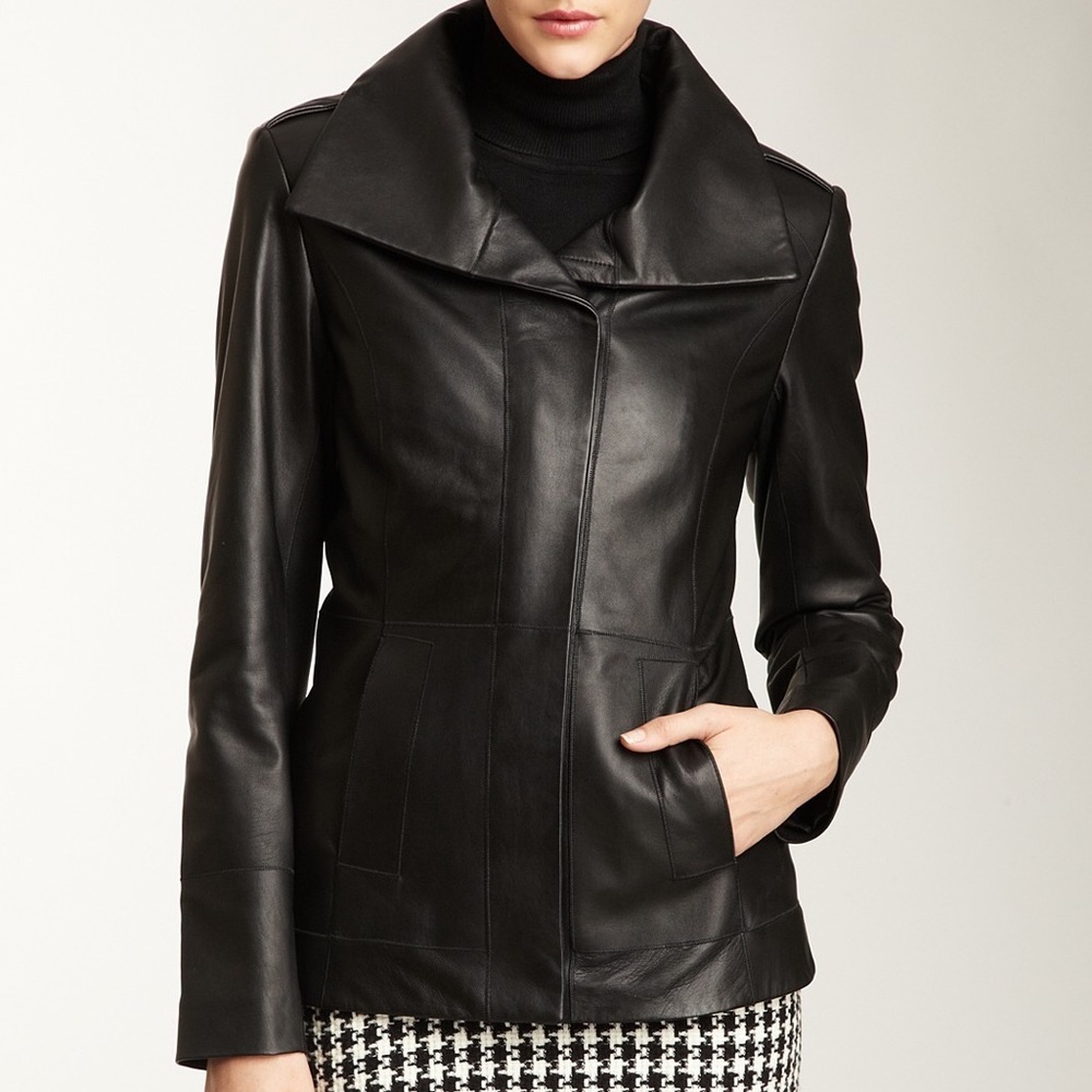 💕Host Pick💕 Cole Haan  • 100% lambskin leather zip front jacket